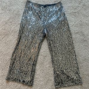 ANTHROPOLOGIE MAEVE SEQUIN CROPPED FLARE PANT